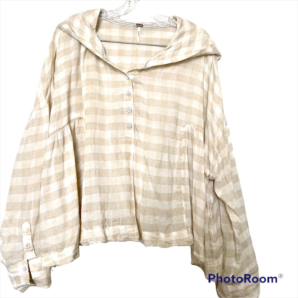 Free People let it all go plaid hood checked blouse